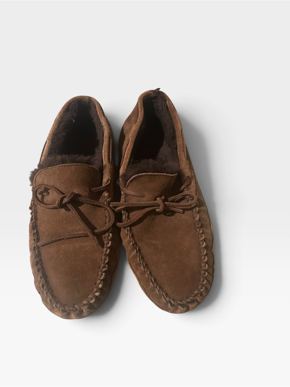 L.L. Bean Brown Suede Moccasin Slippers size 12